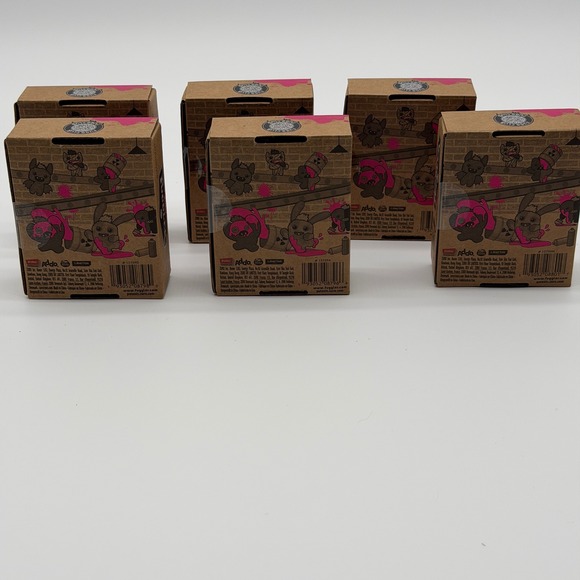 ZURU Fuggler Baby Pinkles Fuggler Keyring Plush Pink Valentine Complete Set of 6 - Picture 9 of 15